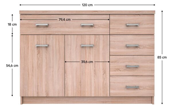 Comodă Topta Typ 22 2D5S (Stejar sonoma). 1075476