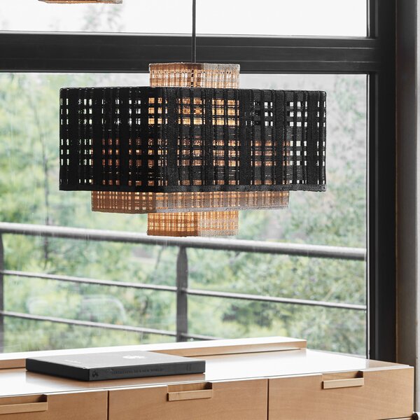 Forestier Lampă suspendată Matrix, bej/alb/negru, reglabil, Negru, Camera de zi / sufragerie, Design