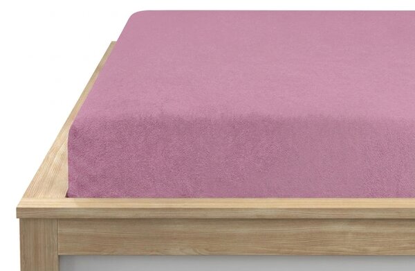 Cearsaf elastic din fleece MOLTON roz-mov 180 x 200 cm