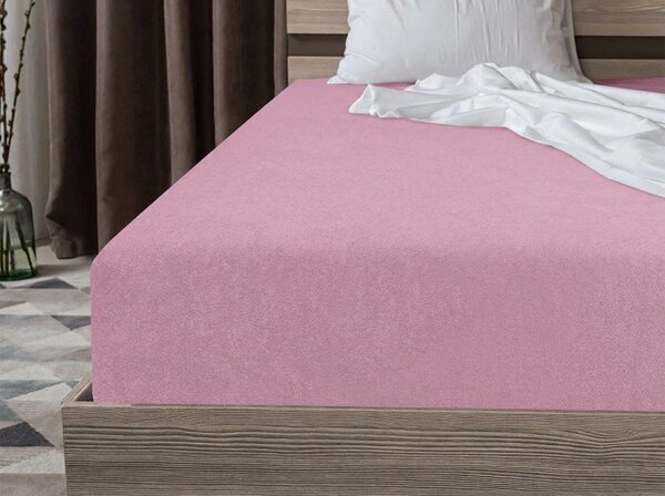 Cearsaf elastic din fleece MOLTON roz-mov 180 x 200 cm