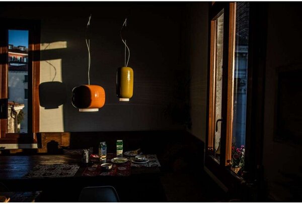 Lustră Pendul Foscarini, reglabil, Gri, Sala de mese, Sticlă