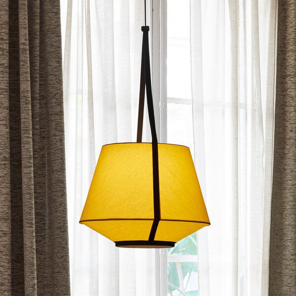 Forestier Carrie S lampă suspendată, curry, reglabil, Galben, Camera de zi / sufragerie, Țesătură / Textil, Design
