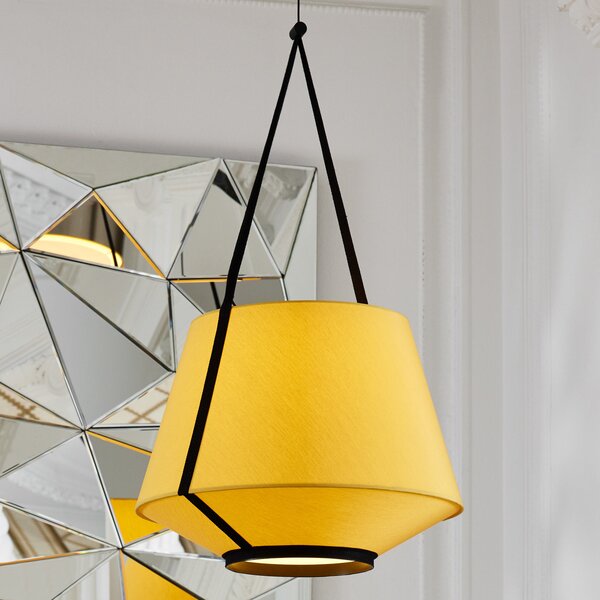 Forestier Carrie S lampă suspendată, curry, reglabil, Galben, Camera de zi / sufragerie, Țesătură / Textil, Design