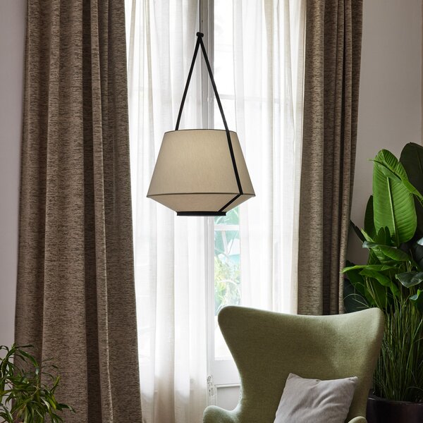 Forestier Carrie S lampă suspendată, oliv, reglabil, Verde, Camera de zi / sufragerie, Țesătură / Textil, Design