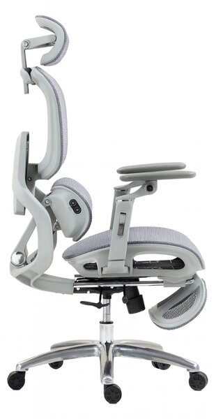VIGOCHAIR ULTRA PRO Scaun ergonomic, spatar reglare verticala, suport lombar cu masaj si incalzire, sezut translatie, cotiere 6D, suport picioare, Full Mesh, Gri