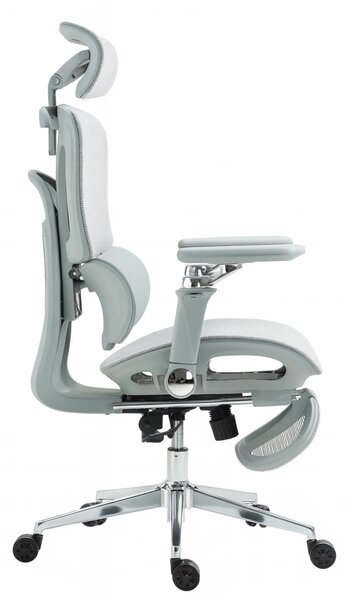 METACHAIR DORO VENT Scaun ergonomic, sezut cu ventilatie, suport lombar dinamic, spătar reglabil înălțime, cotiere 6D, tetieră 2D, suport picioare, mecanism multifunctional inclinare/blocare, pivotant, Mesh, Gri