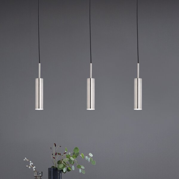 Schöner Wohnen Stina LED pandantiv 3-lumini nichel, reglabil, Gri, Camera de zi / sufragerie, Metal, Modern