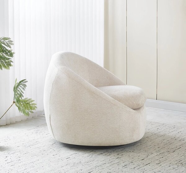 Fotoliu Rotativ – Fotoliu Modern și Confortabil pentru Living, Material Textil, Bej