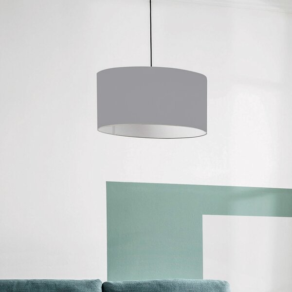 Schöner Wohnen Lampă suspendată Pina simplu, gri deschis, reglabil, Gri, Camera de zi / sufragerie, Țesătură / Textil, Modern