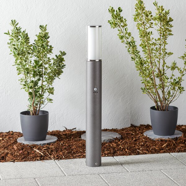 Albert Leuchten Lampă stâlpișor Elvio, completă, detector mișcare, Negru, Metal, Modern