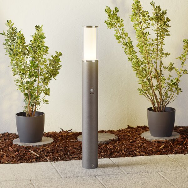 Albert Leuchten Lampă stâlpișor Elvio, completă, detector mișcare, Negru, Metal, Modern