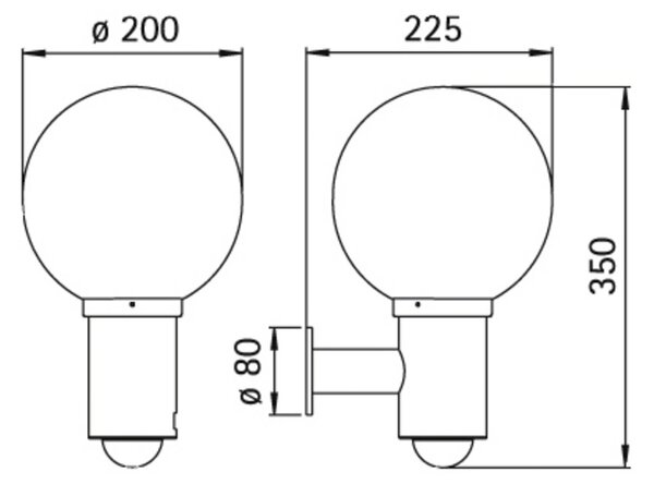 Albert Leuchten Aplică de exterior glob 157 cu detector mișcare, Gri, Metal, glob
