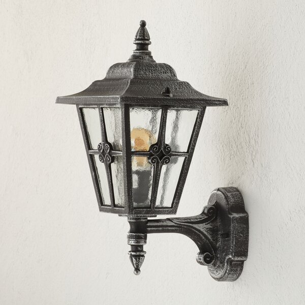 Albert Leuchten Aplică de exterior 763 cu sticlă catedrale, negru, Negru, Metal, Casă de țară / Rustic, Felinar
