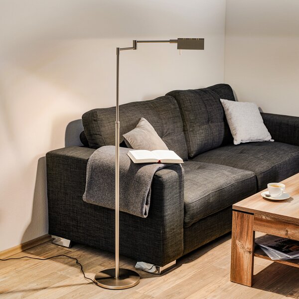 Knapstein Danuta lampă de podea LED reglabilă, nichel mat, reglabil, Gri, Studiu / Birou, Metal, Design