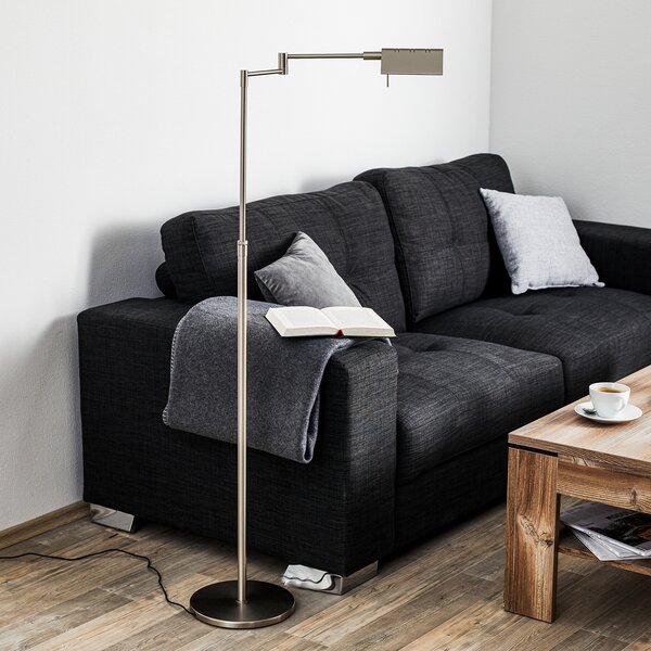 Knapstein Danuta lampă de podea LED reglabilă, nichel mat, reglabil, Gri, Studiu / Birou, Metal, Design