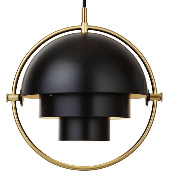 GUBI Lampă suspendată Gubi Multi-Lite, Ø 27 cm, alamă/negru, reglabil, Negru, Camera de zi / sufragerie, Metal, Design