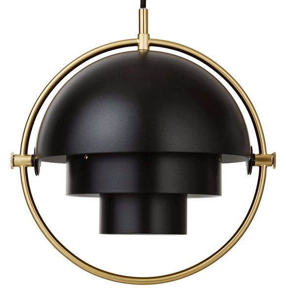 GUBI Lampă suspendată Gubi Multi-Lite, Ø 27 cm, alamă/negru, reglabil, Negru, Camera de zi / sufragerie, Metal, Design