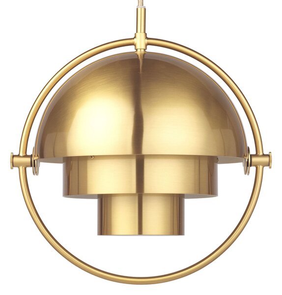 GUBI Lampa suspendată Gubi Multi-Lite, Ø 27 cm, alamă/alamă, reglabil, Auriu / Alamă, Camera de zi / sufragerie, Metal, Design