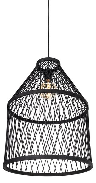 Lampă suspendată rustică pentru exterior din ratan negru cu 3 lumini - Calamus