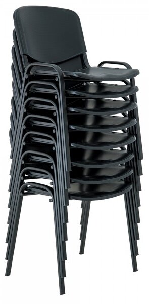 Scaun de conferinta din plastic ISO - picioare negre, negru