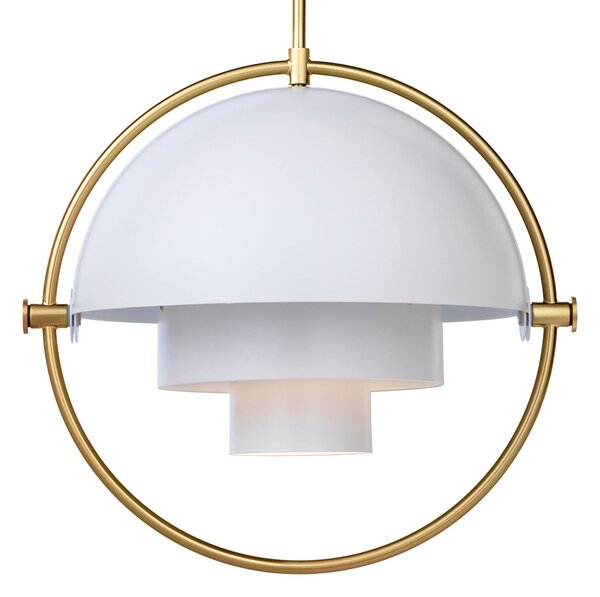 GUBI Suspensie Multi-Lite, Ø 36 cm, alamă/alb, reglabil, Alb, Camera de zi / sufragerie, Metal, Design