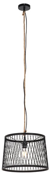 Lampă suspendată rustică pentru exterior din ratan negru 40 cm - Calamus