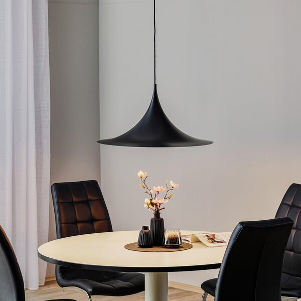 GUBI Lampă suspendată Gubi Semi, Ø 60 cm, negru, reglabil, Negru, Camera de zi / sufragerie, Metal, Design