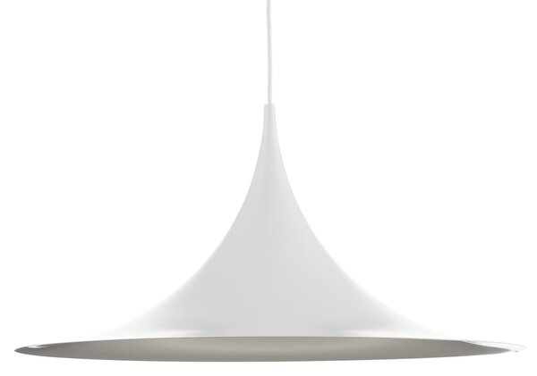 GUBI Lampa suspendată Gubi Semi, Ø 60 cm, albă, reglabil, Alb, Camera de zi / sufragerie, Metal, Design