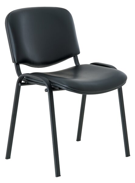 Scaun de conferinta piele ISO - picioare negre, negru