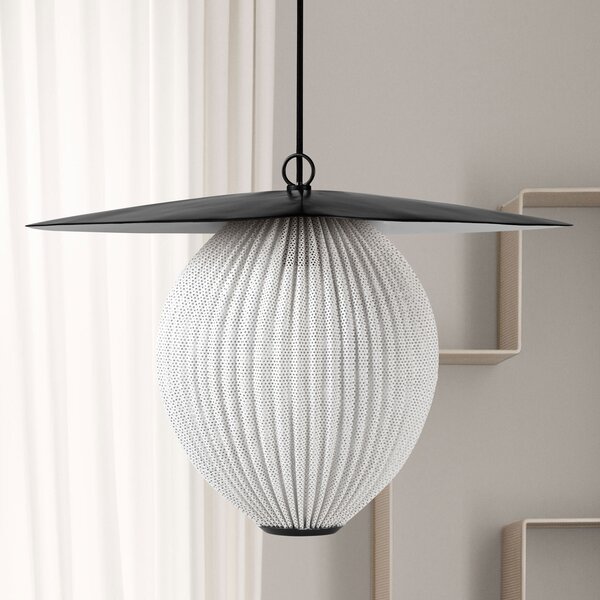 GUBI Satellite Suspensie cu lumină Ø 22 cm alb crem, Bej, Camera de zi / sufragerie, Metal, Design