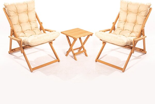 Set grădină masă și scaune (3 buc.) Mackenzie 5 (maro + crem). 1082995