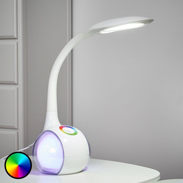 Globo Lampă de masă LED flexibilă Paula, alb, reglabil, Alb, Studiu / Birou, Plastic, Modern