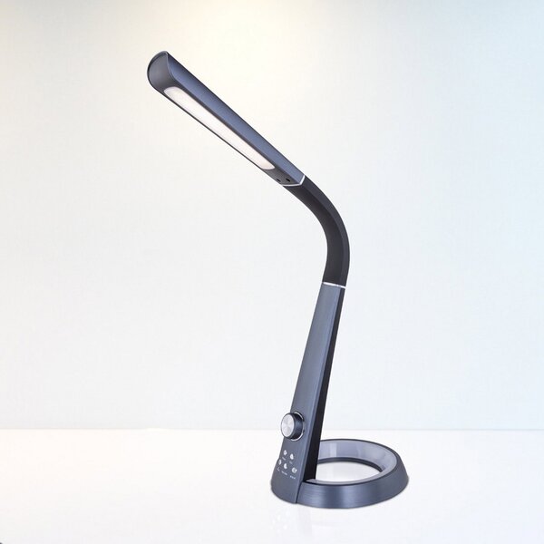 Globo Lampă de masă LED Mitti cu port USB, negru, reglabil, Negru, Studiu / Birou, Plastic, Modern