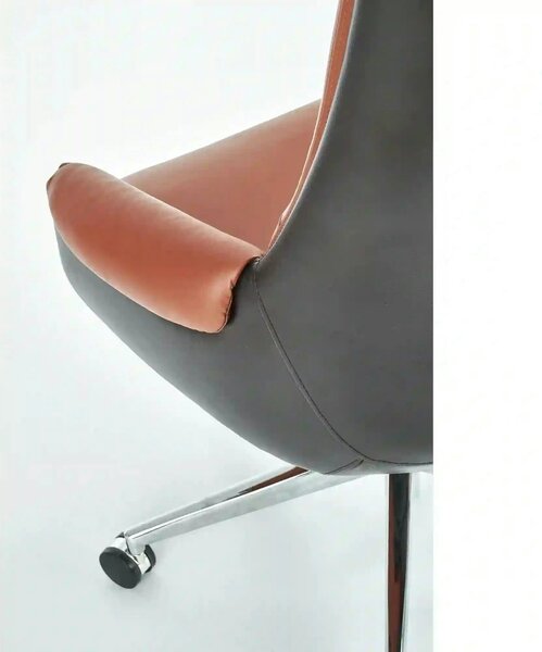 Scaun de birou CALVANO, maro/negru/crom, piele ecologica/metal, 73x73x
