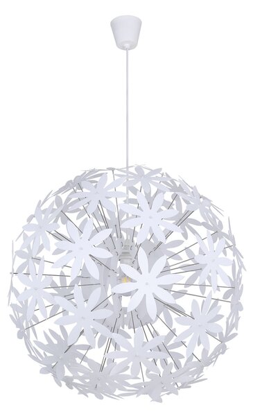 Globo Lampă suspendată Stella din flori de plastic, alb, reglabil, Alb, Camera de zi / sufragerie, Plastic, Modern