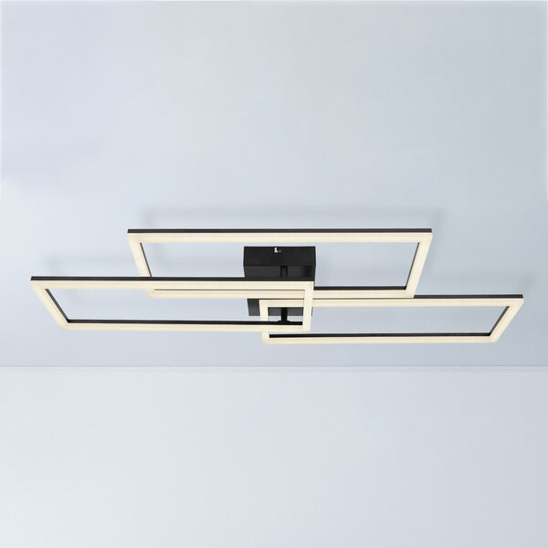 Globo Plafonieră LED Tiny 3 bec. dreptunghiuri negru CCT, reglabil, Negru, Camera de zi / sufragerie, Metal