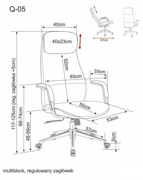 Scaun birou Q-05, bej, piele ecologică, 65x50x117 cm