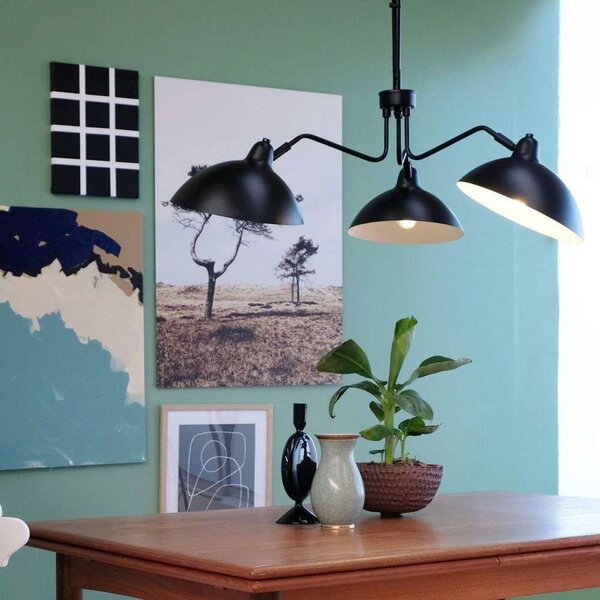 Lustră Pendul Dyberg Larsen, Futura 3, reglabil, Negru, Camera de zi, Metal, Scandinavă