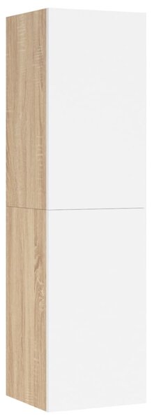Comodă TV, alb și stejar Sonoma, 30,5x30x110 cm, lemn prelucrat