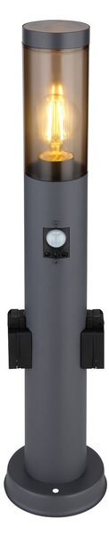 Globo Lampă de trotuar Boston cu prize și senzor, Negru, Metal, Modern