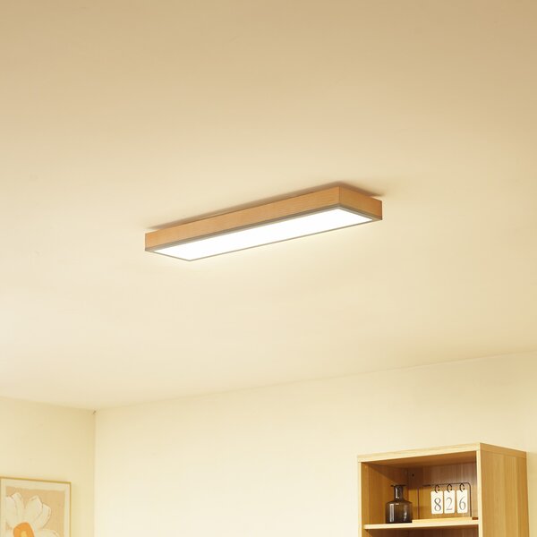 Lindby Laviona plafonieră LED, lungă, 80 cm, Lemn, Camera de zi / sufragerie, Lemn, Modern