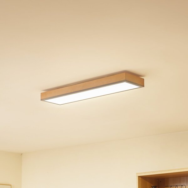 Lindby Laviona plafonieră LED, lungă, 80 cm, Lemn, Camera de zi / sufragerie, Lemn, Modern