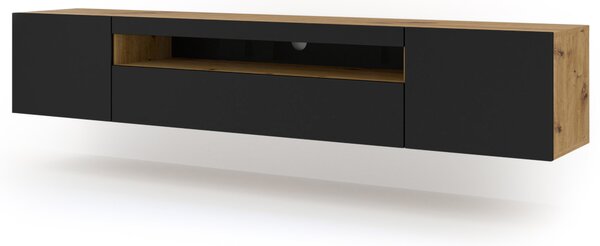 Masă TV/Dulap Aurinko 200 (Stejar artisan + Negru mat). 1083440
