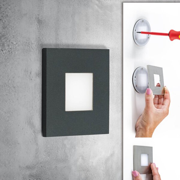 EVN LQ230 aplică perete LED încas direct antracit, Negru, Hol, Metal, Modern, Luminile încastrate unghiulare