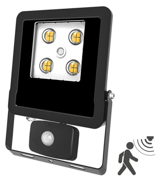 EVN Panthera proiector exte senzor IP44 10W 3.000K, Negru, Metal, Spot de perete