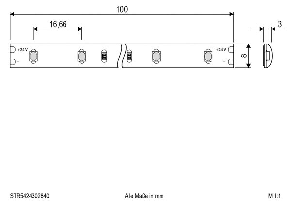 EVN STR5424 Bandă LED IP54 5m 24W 4,000K, reglabil, Plastic