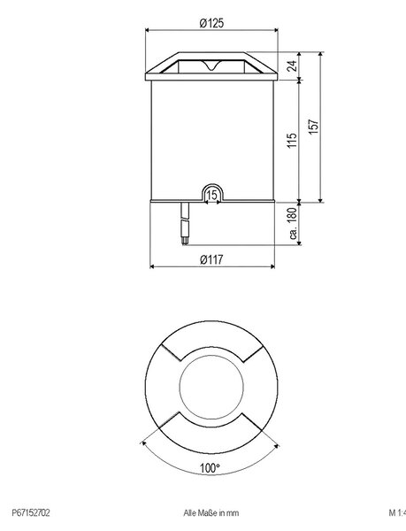 EVN Scopum lampă LED de sol rotundă 2x, Negru, Metal, Corpuri de iluminat încastrate rotunde