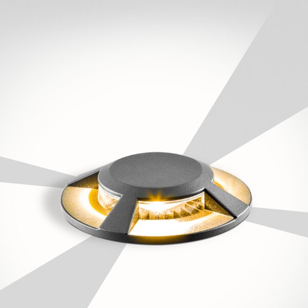 EVN Scopum lampă LED de sol rotundă 4x, Negru, Metal, Corpuri de iluminat încastrate rotunde