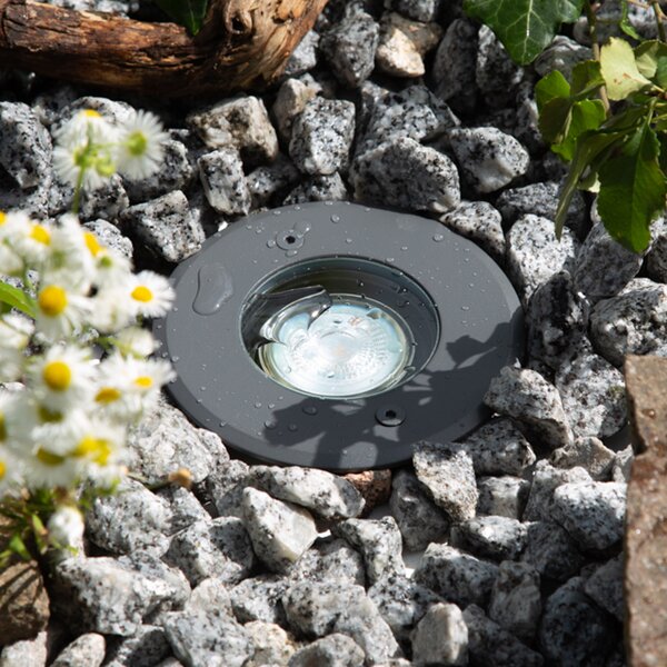 EVN Talpa lampă încastrare sol rabatabilă, rotundă, reglabil, Negru, Metal, Corpuri de iluminat încastrate rotunde