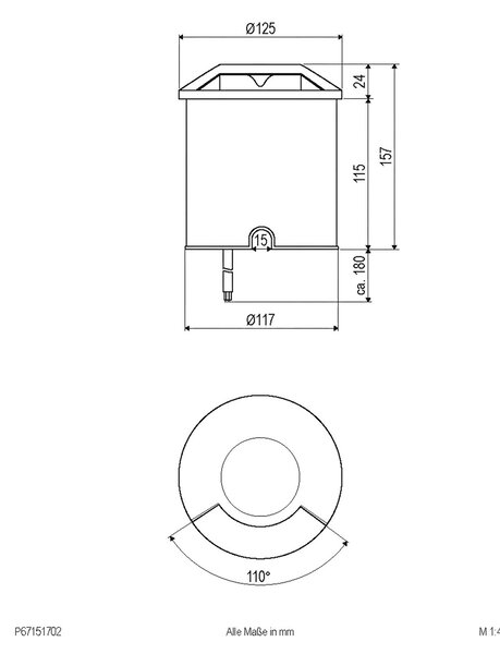EVN Scopum lampă LED de sol rotundă 1x, Negru, Metal, Corpuri de iluminat încastrate rotunde